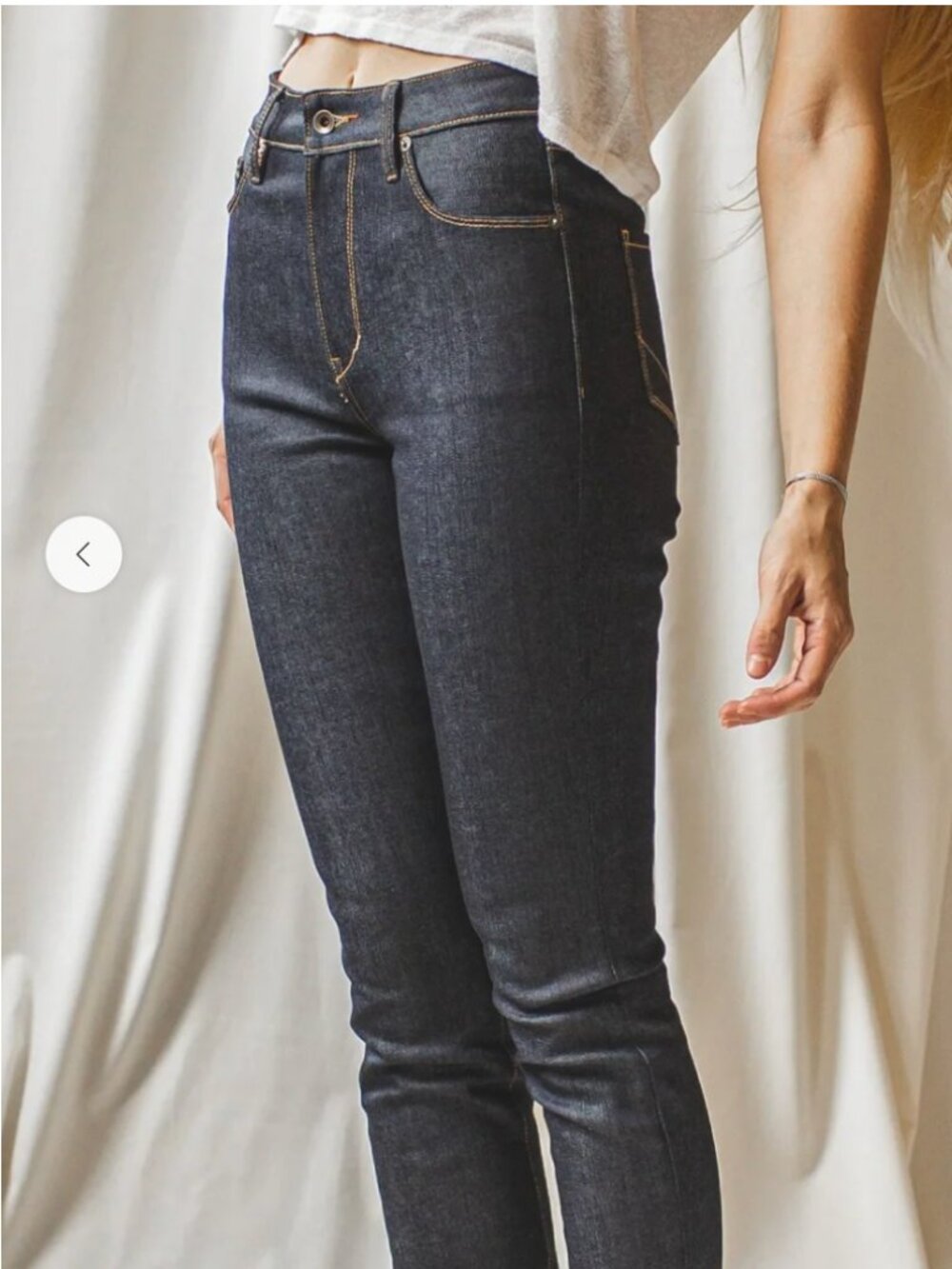 Raleigh Denim Haywood Jeans Selvedge 28x27 High Rise Stretch Raw Hem Dark Wash